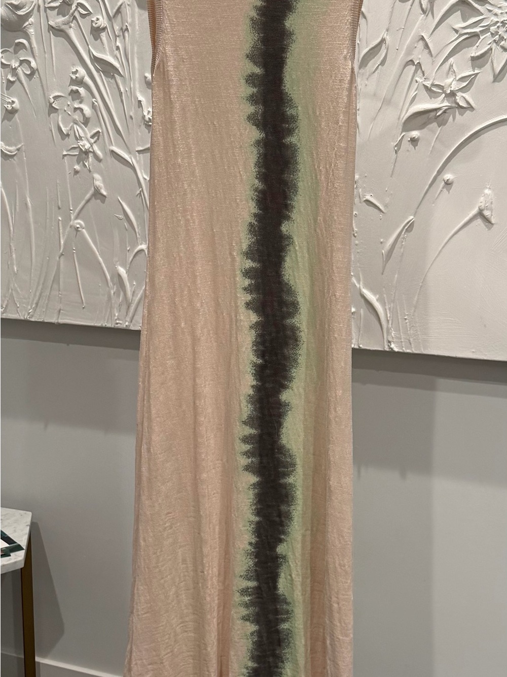 Lisa Todd Beige Maxi Dress with Black and Light Green Stripe